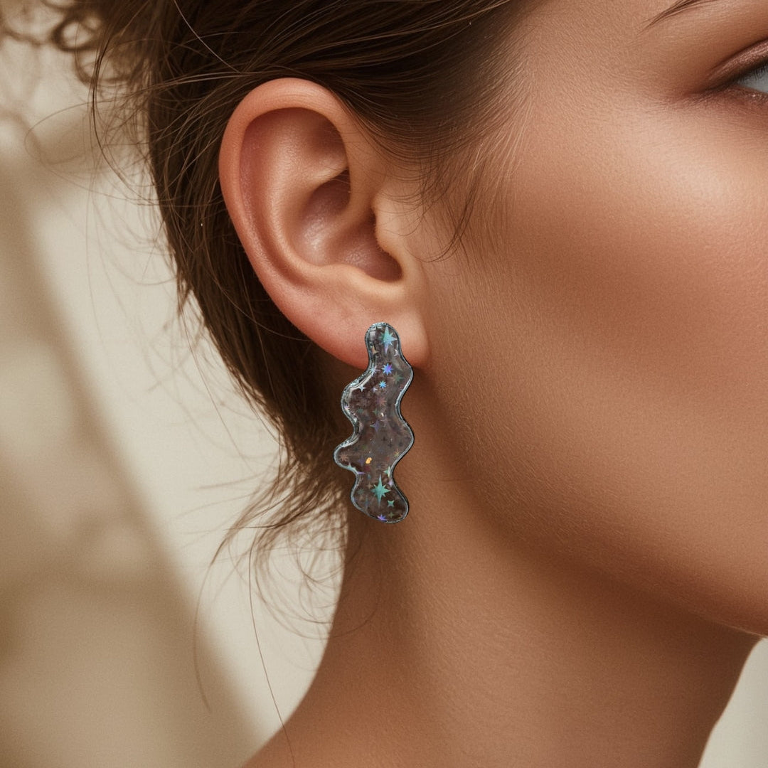 Stella - Holografische Statement Oorstekers - Midi-1