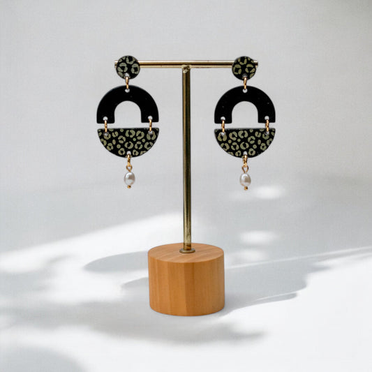 Sage Leopard Statement Oorbellen-0